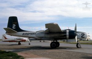 Photo by Dave Welch showing 44-35898 while in the service of Air Spray, Ltd at the Calgary International Airport in 1973.