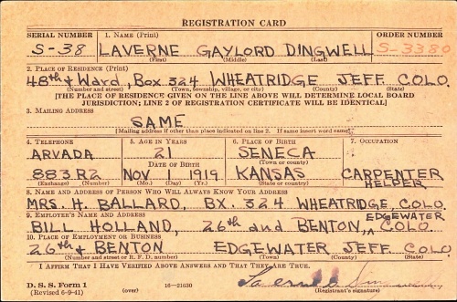 1st Lt. Dingwell, Laverne G. Draft Card -1.jpg